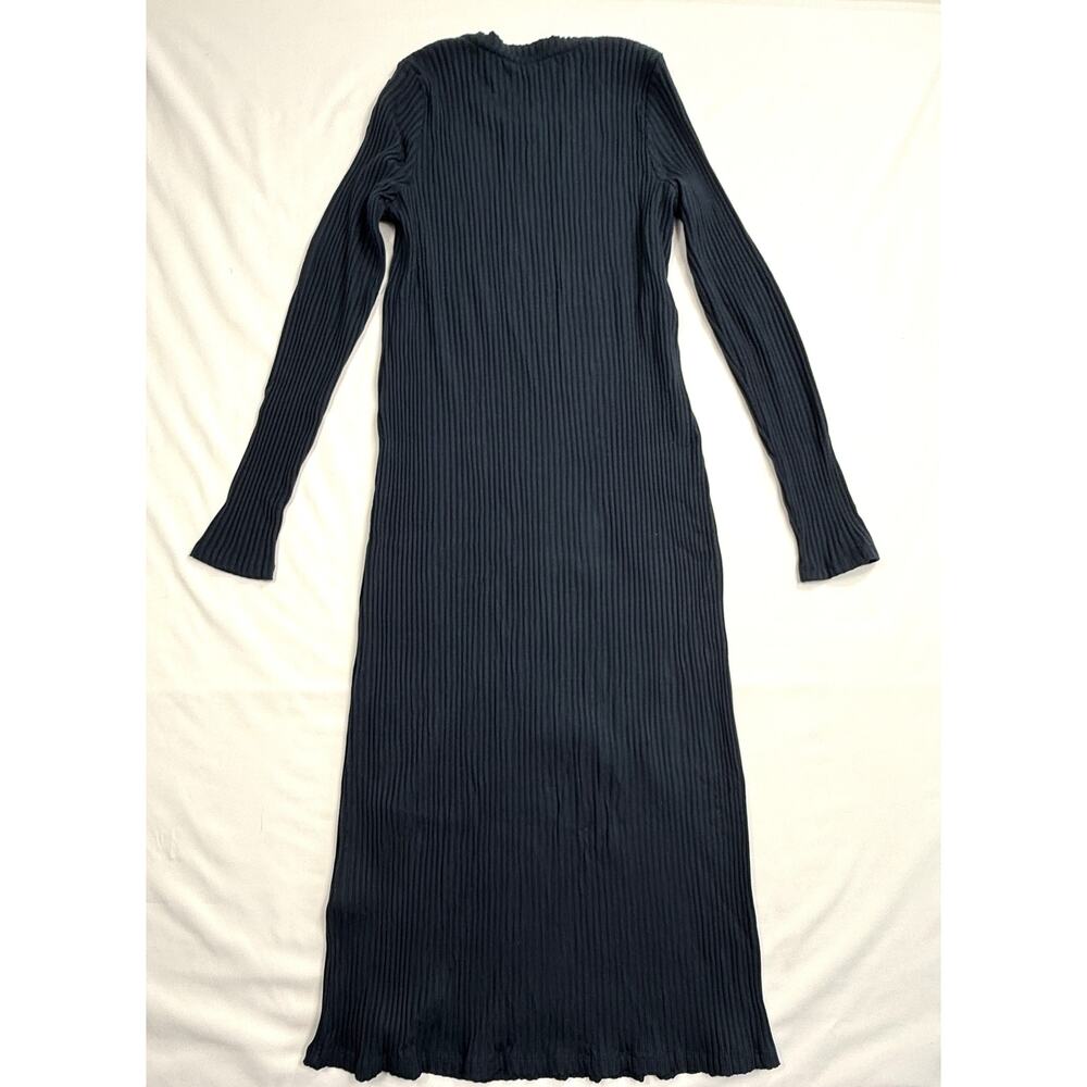 Eileen Fisher Sz M Navy Blue Textured Stretch Rib Crew Neck Dress MSRP $127 - Picture 7 of 9